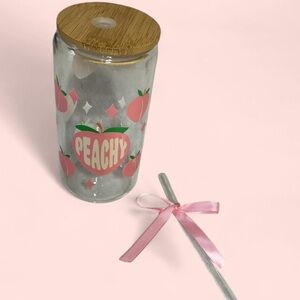 IngridJcreation Peachy Glass Tumbler with Straw